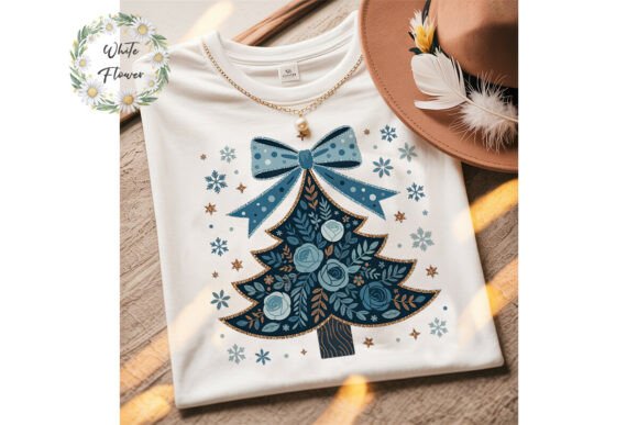 Blue Floral Christmas Tree PNG Clipart Review