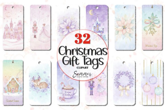 Christmas Gift Tags Clipart Bundle: Festive Illustrations