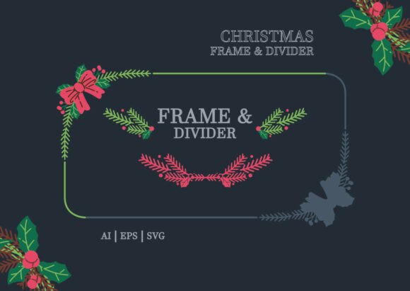 Christmas Holiday Floral Frame Divider: Illustrations