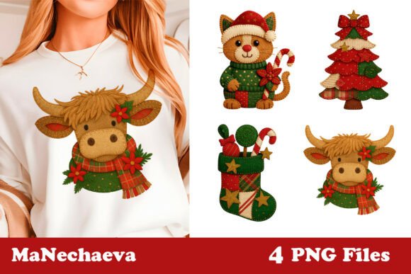 Christmas Patchwork Holiday Clipart: Illustrations