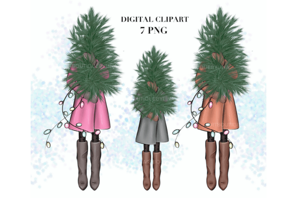 Christmas Tree Fashion Set – Winter PNG Illustrations