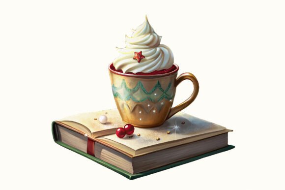 Coffee and Books Christmas PNG: Illustrations for Sellers