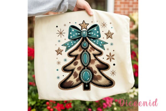 Cowhide Turquoise Christmas Tree PNG for Illustrations