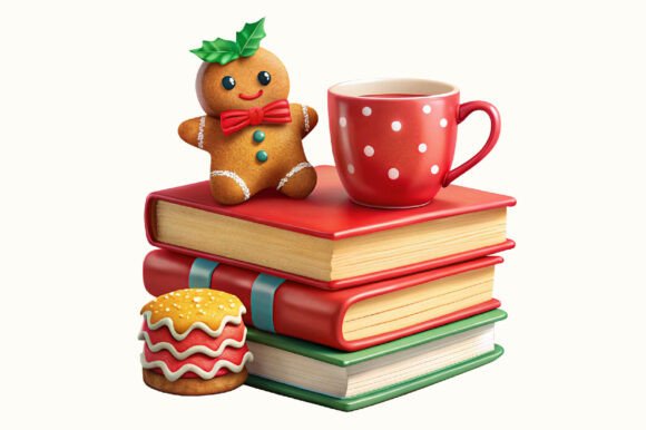 Cozy Holiday Books Christmas PNG Illustrations