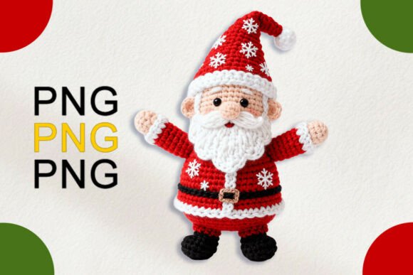 Crochet Faux Yarn Santa PNG: Illustrations for Branding