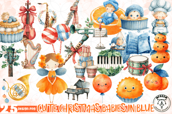 Cute Christmas Babies in Blue Clipart: Designer Review