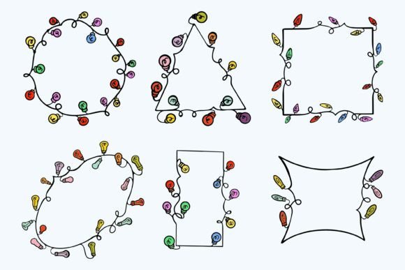 Cute Doodle Christmas Light Frames: Festive Illustrations