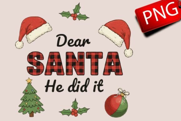 Dear Santa Funny Christmas Png: Editorial Illustrations