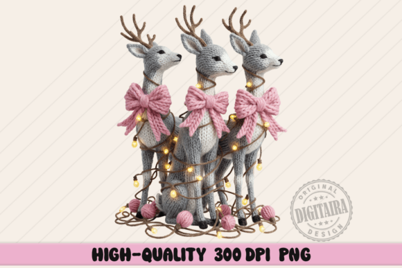 Faux Yarn Christmas Reindeers Png: Illustrations for Crafters