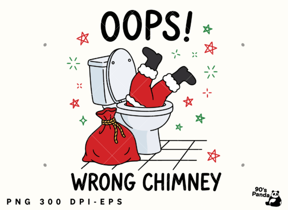 Funny Christmas Oops Wrong Chimney Png Illustrations