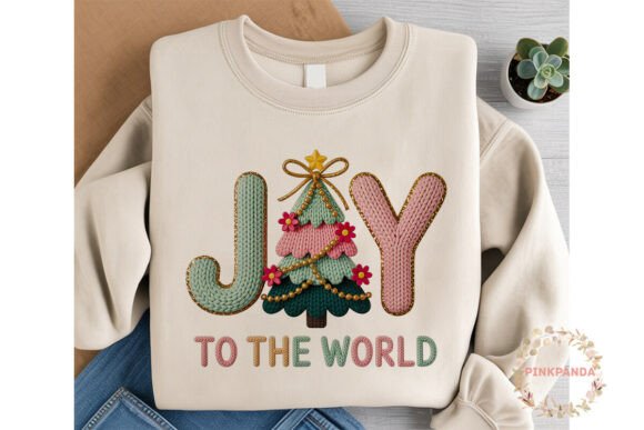 Knitted JOY Christmas Tree PNG Clipart & Illustrations
