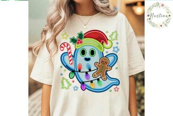 Neon Christmas Ghost Design for Illustrations