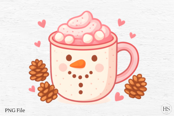 Pink Christmas Hot Cocoa Illustrations Review