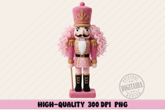Pink Crochet Nutcracker Illustrations for Blogs