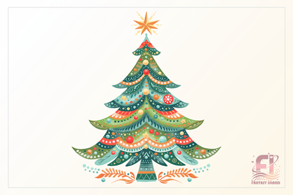 Reviewing Christmas Boho Tree Watercolor Clipart