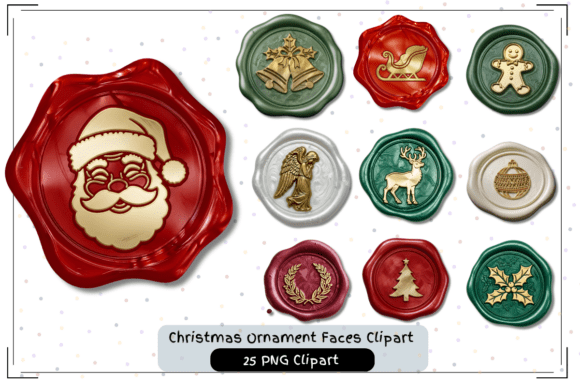 Reviewing Christmas Icon Wax Seals Stamps Illustrations