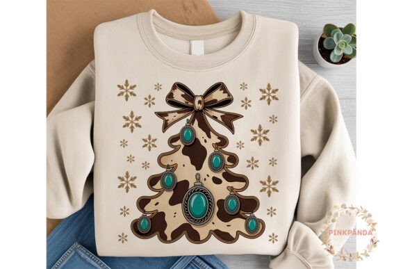 Western Cowhide Christmas Tree PNG for Illustrations